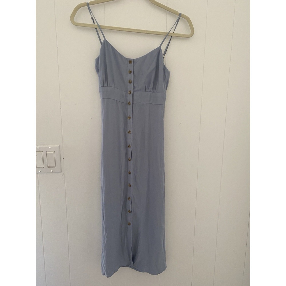 Sky and Sparrow Sz XS Tie back Light Blue Rayon Button Frontâ Dress